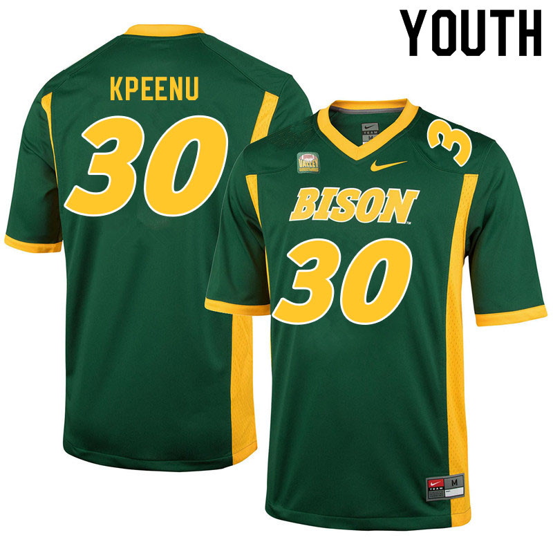 Youth #30 Barika Kpeenu North Dakota State Bison College Football Jerseys Sale-Green